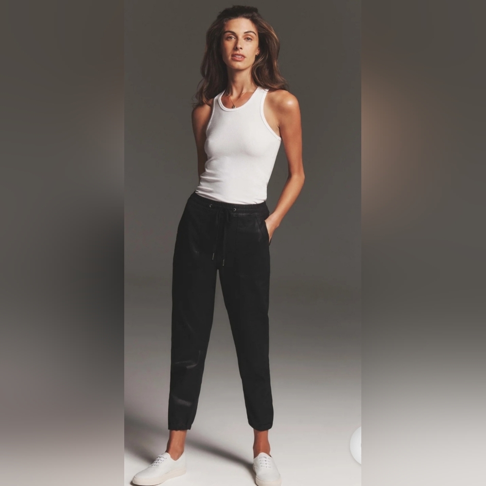 JOE'S The Sienna Ankle Coated Ankle Zip Joggers Black Women Size Small